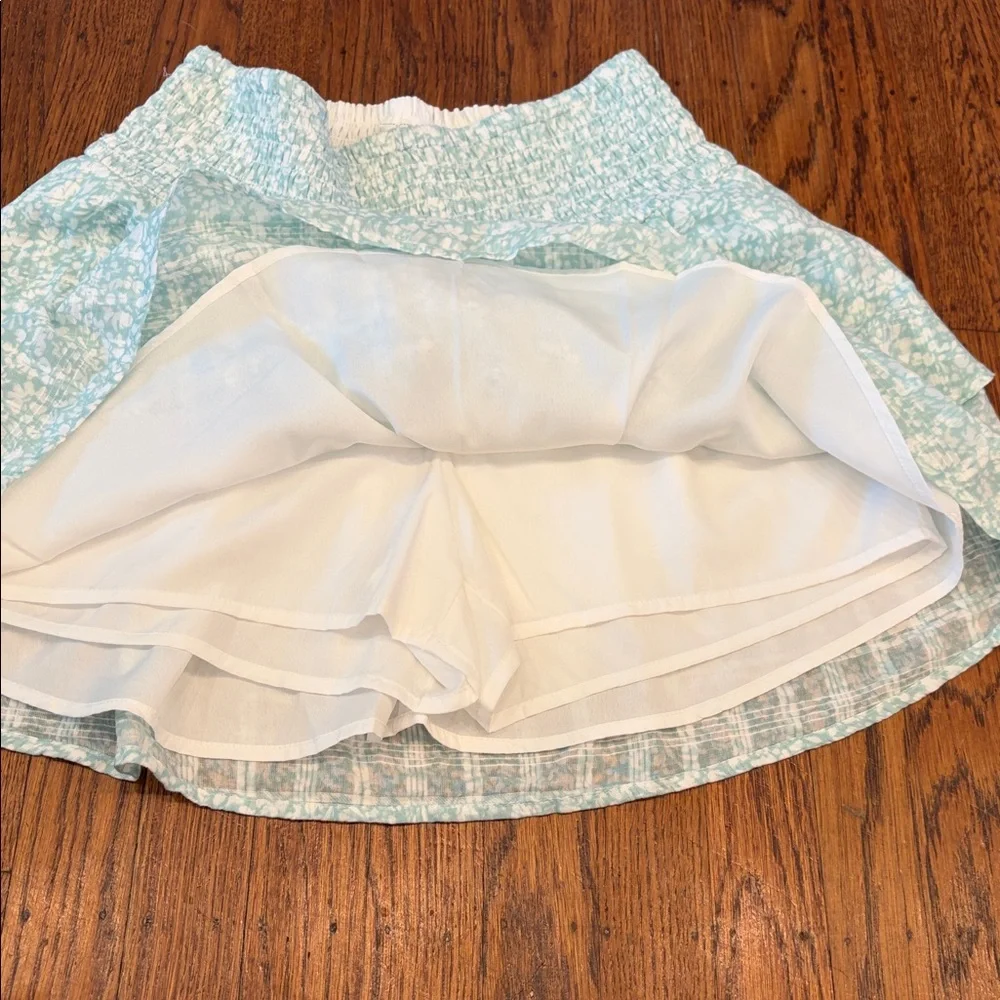 Abercrombie Kids Mint Green Floral Smocked Waist Skort‎ Girls 15/16 Women's 4/6
